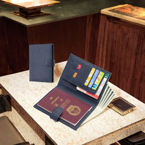 Portefeuille de luxe en cuir véritable pour femme, avec bouton, étui de passeport, porte-cartes, sac de voyage élégant pour documents, étuis et housses de portefeuilles - Product Image 3