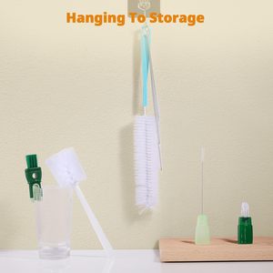 Set di 5 pennelli per la pulizia delle bottiglie d'acqua 5 in 1 manico lungo 15 \ "con 3 pennelli rimovibili per il dettaglio del capezzolo - Product Image 3