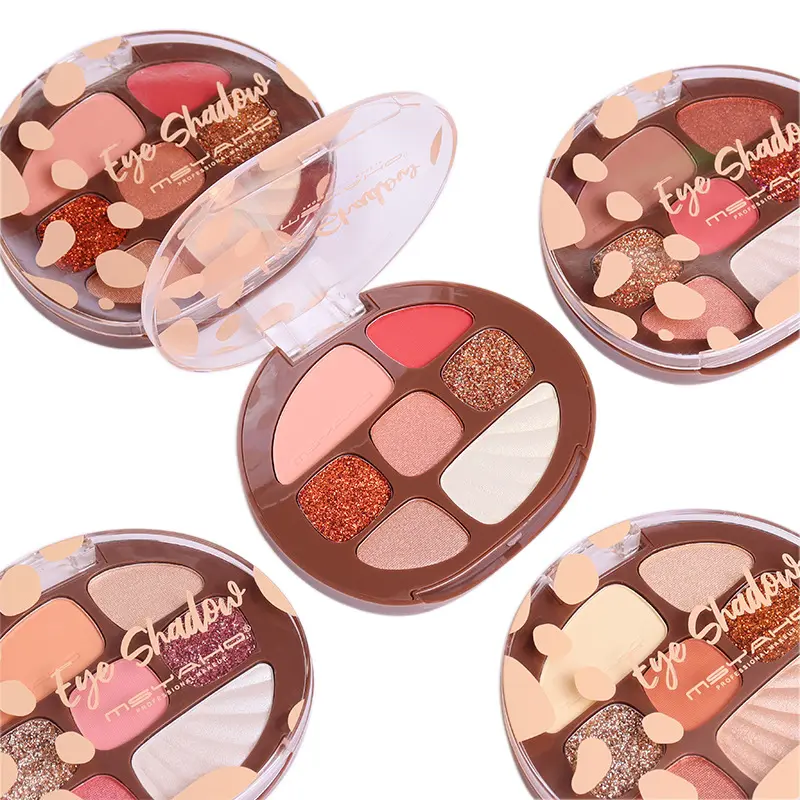 Grosir 7 warna pemasok palet eyeshadow eyeshadow mini kustom krim palet eyeshadow dan bubuk