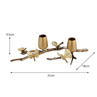 Centre de table et décoration en métal minimaliste en forme de tronc d'arbre avec libellule, pour bougies et compositions florales
