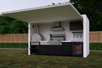 Ensemble modulaire d'armoires de cuisine pour barbecue d'extérieur en acier inoxydable multifonctionnel étanche et ignifuge facile à installer avec roues