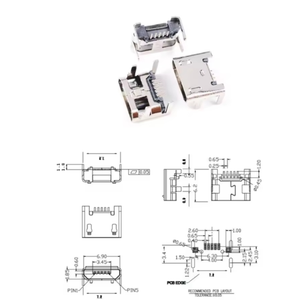 Connecteur <span class=keywords><strong>Micro</strong></span> <span class=keywords><strong>USB</strong></span> 5 broches <span class=keywords><strong>Femelle</strong></span> Prise Jack Soudure SMD SMT pour Téléphone Android Charge de Données Adaptateur de Réparation DIY - Product Image 6