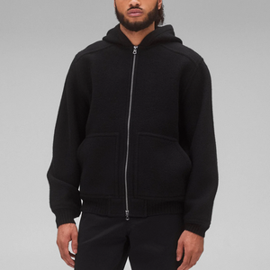 新デザイン メンズ 無地コート フルジッパー リブ裾 フード付きコート スリムフィット 100%ウール プラスサイズ メンズコート - Product Image 6