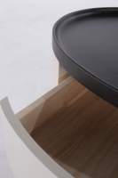 Table de chevet ronde en bois de style moderne du milieu du siècle, blanche et grise, avec 2 tiroirs, pour chambre à coucher et salon