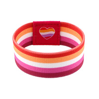 Bracelets de sport élastiques unisexes à rayures colorées Cœur Arc-en-ciel Porte-bonheur, bracelets d'amitié et de fierté avec logo personnalisé – Grande Vente