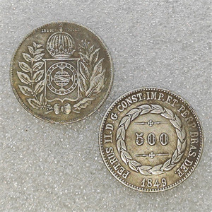 Monedas Conmemorativas Antiguas de Brasil de 1848, 1849, 500 <span class=keywords><strong>R</strong></span>éis, 1849, 1000 <span class=keywords><strong>R</strong></span>éis - Pedro II, Regalos, Decoración del Hogar - Product Image 3