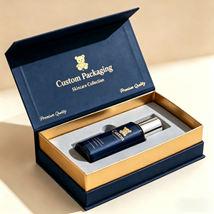 กล่องของขวัญผลิตภัณฑ์บำรุงผิวพิมพ์โลโก้ตามสั่ง กล่องกระดาษแข็งรักษ์โลก ฝาปิดแม่เหล็กเคลือบทองหรูหรา สำหรับโลชั่นและเซรั่ม - Product Image 1