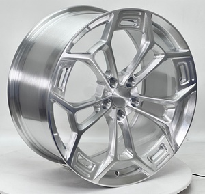 Cerchi in Lega HZH Personalizzati 18-24 Pollici, Argento Spazzolato Lucido, <span class=keywords><strong>5</strong></span> Razze Sportive per Auto Passeggeri, Ruote Modificate Aftermarket - Product Image 1