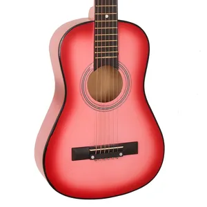 Trung Quốc nhà máy Made 30 inch Linden Gỗ Acoustic guitar dễ thương màu hồng màu sắc và độ bóng kết thúc