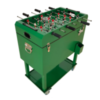 Chariot Glacière Multifonctionnel Roulant 49L/65L pour Football de Table, Glacière Métallique Isotherme avec Roues pour Fêtes et Matchs de Football