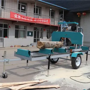 HOT Selling Bandsaw Gas / Diesel / Electric Portable Wheels Trailer Sawmill Horizontal Sawmill Machine