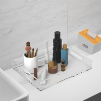 Plateau de service rectangulaire en acrylique transparent avec poignée, personnalisable avec logo, pour table basse, idéal pour la présentation décorative - Vente chaude OEM