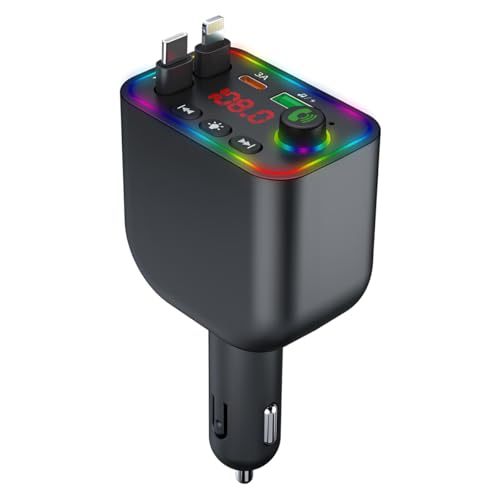 Retractable 120W Fast Car Charger for FM Transmitter Car Adapter Screen Handsfree Call Audio Receiver Radio MP3 Player LED