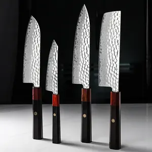 Набор японских кухонных ножей, 4 шт., Дамасские кулинарные ножи, стальной сердечник VG10, полная деревянная ручка для дома или ресторана