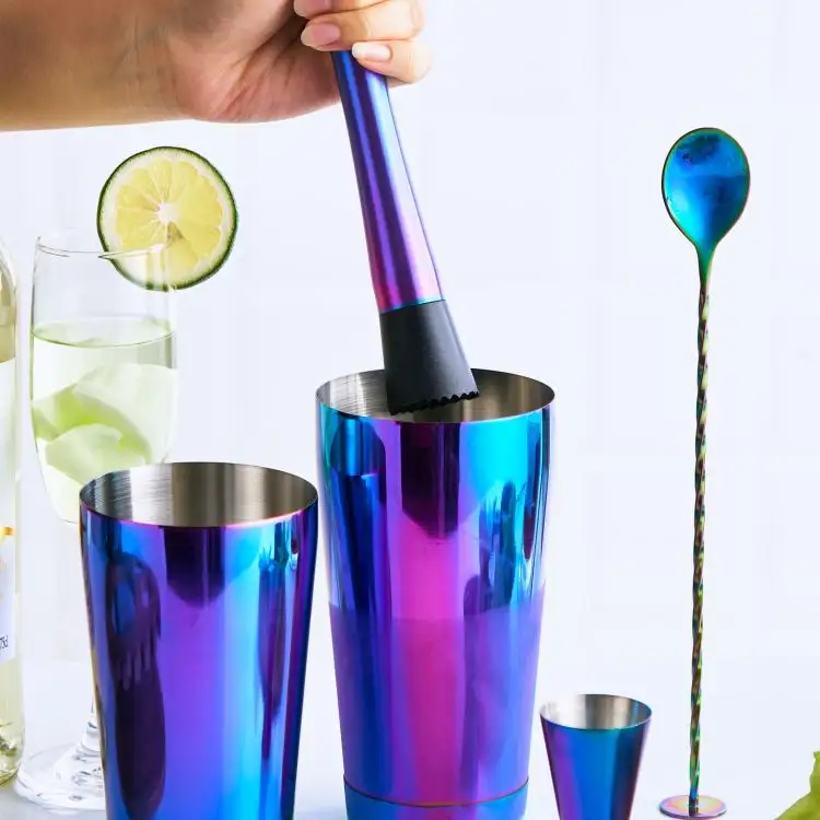 Wholesale Bar Cocktail Tools Colorful Stainless Steel Ice Muddler for Cocktails Drink