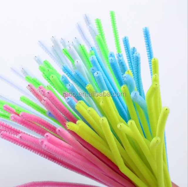 Factory Supplier Top Quality DIY 6mm X 100pcs Handcraft Children Use Chenille Stem Pipe Cleaners Assorted Chenille Stem