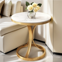 Table d'appoint moderne en marbre doré et métal, style nordique, durable, pour salon, table basse, table de chevet, table d'appoint