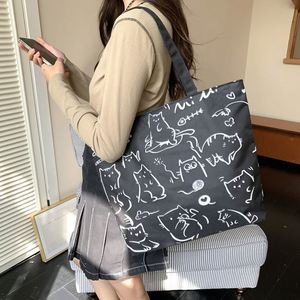 Bolsa de Lona de Gran Capacidad para Mujer, Bolsa de Hombro Bordada con Cremallera para Uso Diario y de Viaje - Product Image 6