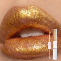 HUASURV Vente en gros de paillettes liquides à étiquette privée, 4 couleurs, longue tenue, haute pigmentation, double extrémité, imperméable, hydratant, brillant