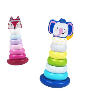 Jouet d'empilage en bois pour enfants, tour arc-en-ciel, jeu d'<span class=keywords><strong>activités</strong></span> parent-enfant, éducation précoce, animaux, nature, puzzle - Product Image 5
