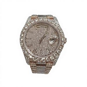 Reloj de Lujo con Cristales de Diamante y Zafiro, Completamente Cubierto de Piedras Preciosas, de Acero Inoxidable, Mecánico Automático, con Esfera de Moissanita y Números Personalizados - Product Image 1