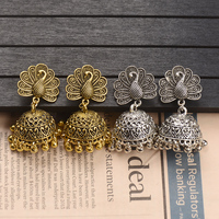 Boucles d'oreilles bohème antiques pour femme, bijoux suspendus, forme d'oiseau, ethnique indienne, Jhumka, nouvelle collection