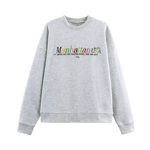 KAR&OT ZA 2025 Printemps Été Automne Nouvelle Mode Décontractée Ample Broderie Lettres Tissé Respirant Col Rond Manches Longues Sweat-shirt - Product Image 4