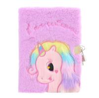 Carnet à serrure en peluche licorne, carnet de mots de passe pour étudiant, journal intime pour fille