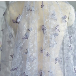 Tissu de broderie 3D en dentelle légère papillon avec <span class=keywords><strong>voile</strong></span> scintillant <span class=keywords><strong>voile</strong></span> de mariage robe de coiffure en poudre multicolore élégant rideau de <span class=keywords><strong>lit</strong></span> - Product Image 3