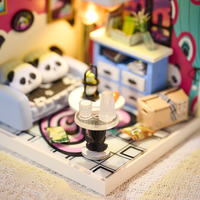 IIECREATE Kuding Maison de poupée en bois à monter soi-même pour salon avec lumière, mini modèle réduit, jouet à l'échelle 1:24, puzzles en plastique écologiques pour unisexe