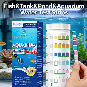 Bandelettes de test d'<span class=keywords><strong>aquarium</strong></span> 6 en 1, kit de test de la qualité de l'eau pour surveiller l'eau douce et salée, nitrate, <span class=keywords><strong>nitrite</strong></span>, pH, dureté - Product Image 1
