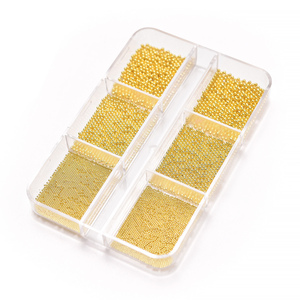 6 Grid Mini Metal Caviar Beads 0.5/0.8/1mm Gold Silver Stainless Steel 3D Nail Art Decoration <b>Box</b> - Product Image 4