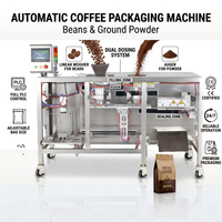 Machine d'emballage automatique de café avec double doseur linéaire pour grains et poudre, vis sans fin, taille de sac réglable