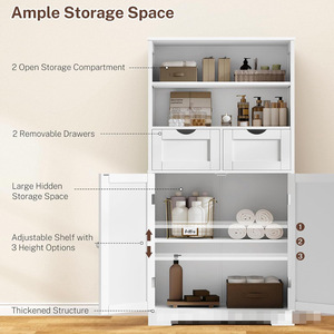 Étagère de rangement réglable en bois de style français, armoire de salle de bain surélevée, durable, gain de place, pour appartement, villa, hôtel - Product Image 3