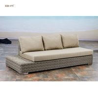 Ensemble de meubles de jardin de luxe BHR pour cour extérieure, 1 canapé d'angle + 1 canapé sans accoudoirs + 1 table basse, en rotin et aluminium modernes