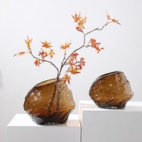 Vase en verre soufflé à la main RYLAVA, texture rocheuse irrégulière, pour mariage, hydroponie, décoration minimaliste moderne, arrangement floral, décoration de table