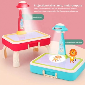 Mesa de juguete con proyección 2 en 1, juego de bloques de construcción DIY con diseño de maleta portátil - Product Image 4