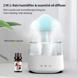 Luz colorida Sonidos de lluvia para dormir Gota de lluvia Difusor de aceite esencial con control remoto - Product Image 2