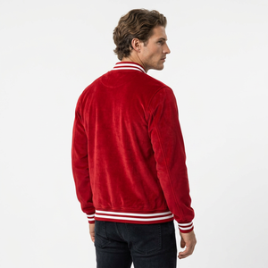 Durable Coated Polyester Blend Contrast Color Lightweight Winter Front Streetwear <b>Baseball</b> Collar Varsity <b>Jacket</b> <b>Men</b> Comfortable - Product Image 2