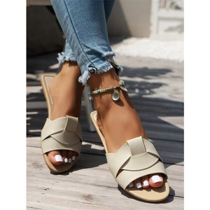 Babouches Femme Tendance à Semelle Plate Grande Taille – Nouveaux Chaussons Sandales Croisés Couleur Unie pour Femmes – Prix de Gros - Product Image 4