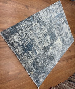 Alfombra Moderna Abstracta Azul Grisácea – Alfombra de Lujo Suave y Desgastada para Sala de Estar, Alfombra Decorativa Grande de 9x12 - Product Image 1