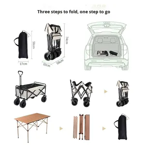 Carrito de Camping Plegable y Portátil de Color Rosa para las Cuatro Estaciones, Ideal para Picnics, Campamentos, Senderismo y Barbacoas - Product Image 4