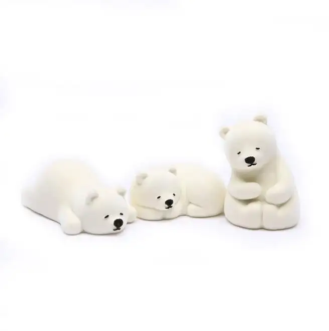 Juego de figuras de oso Polar en miniatura Kawaii, muñecos de resina