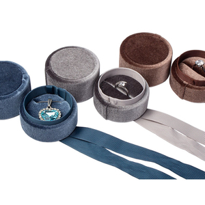 Tongxing Small <strong>Round</strong> Pink Velvet <strong>Jewelry</strong> <strong>Box</strong> for Wedding Ring Pendant Luxury <strong>Round</strong> Jewellery Packaging with Ribbon - Product Image 2