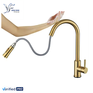 <span class=keywords><strong>Robinet</strong></span> <span class=keywords><strong>de</strong></span> cuisine sans contact YF 2026 en or brossé, mitigeur d'évier avec douchette extractible et <span class=keywords><strong>2</strong></span> modes <span class=keywords><strong>de</strong></span> jet, capteur tactile - Product Image 1