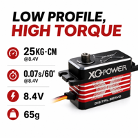 Servomoteur de voiture RC 1/10 20kg XQ-POWER XQ-BLS325 Brushless à profil bas, étanche, boîtier en aluminium pour voiture de drift, avion, jet