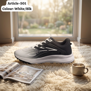 Chaussures de course en mesh marine, à lacets, respirantes, légères, pour la marche et l'entraînement, écologiques, pour hommes - Product Image 1