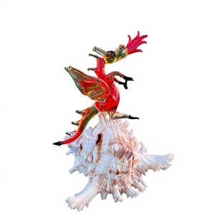 Figurine d'oiseau colibri en verre soufflé à la main, décoration animale rouge, artisanat artistique en verre soufflé, design fait main - Product Image 1