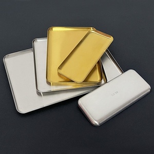 Koreanischer Stil 304 Edelstahl Rechteckiges Modernes Minimalistisches Kaffeehaus-Tablett Dessert-Kuchen-Tablett Kommerzielles Goldenes Serviertablett - Product Image 4