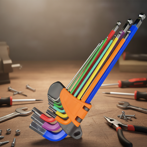 9Pc 1.5mm-10mm Imperial <strong>Torque</strong> Stainless Steel Industrial Grade Color Coded Ball-End Hex Allen <strong>Key</strong> L Wrench <strong>Set</strong> OEM Bicycle - Product Image 2